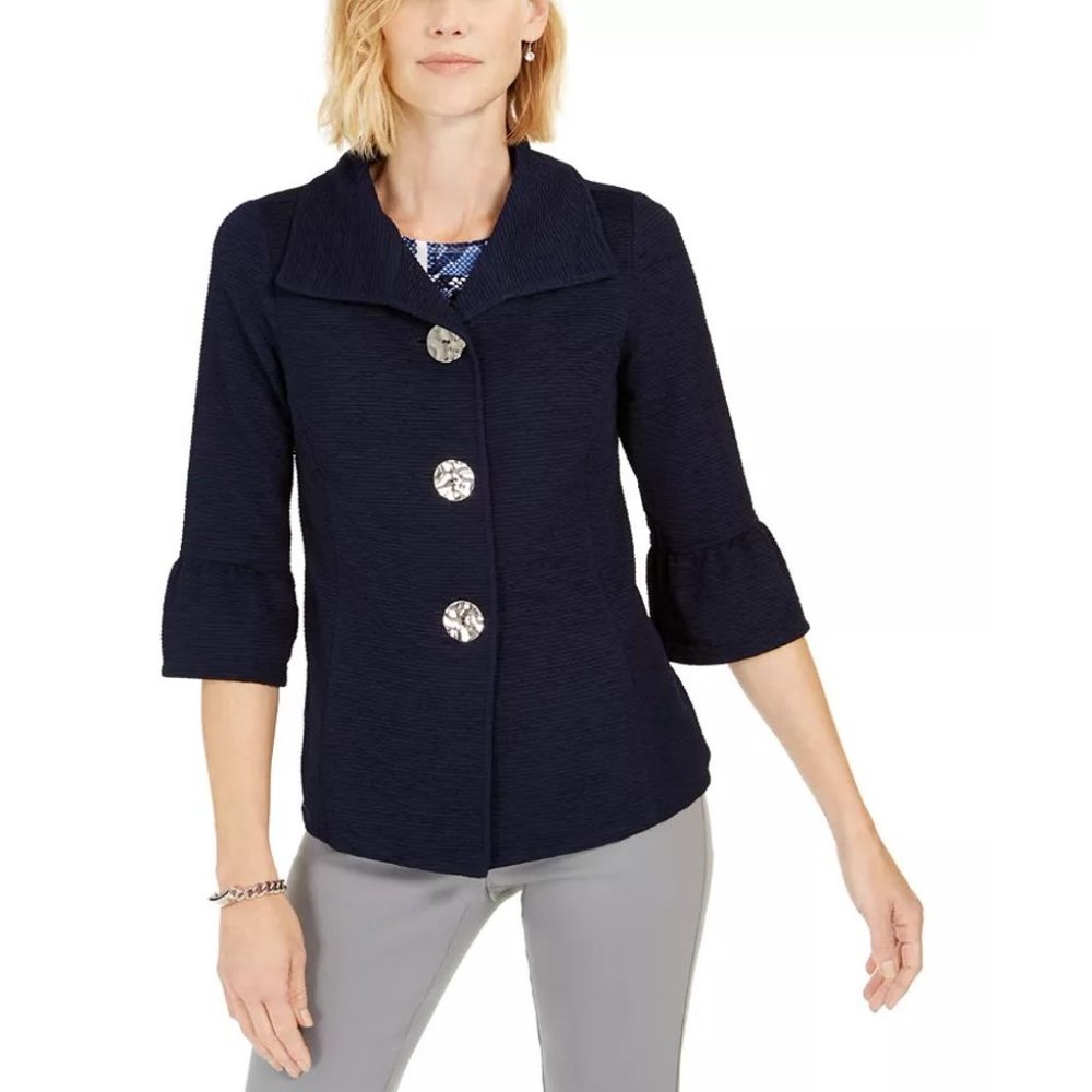 JM Collection Textured Jacket Dark Blue - NWT